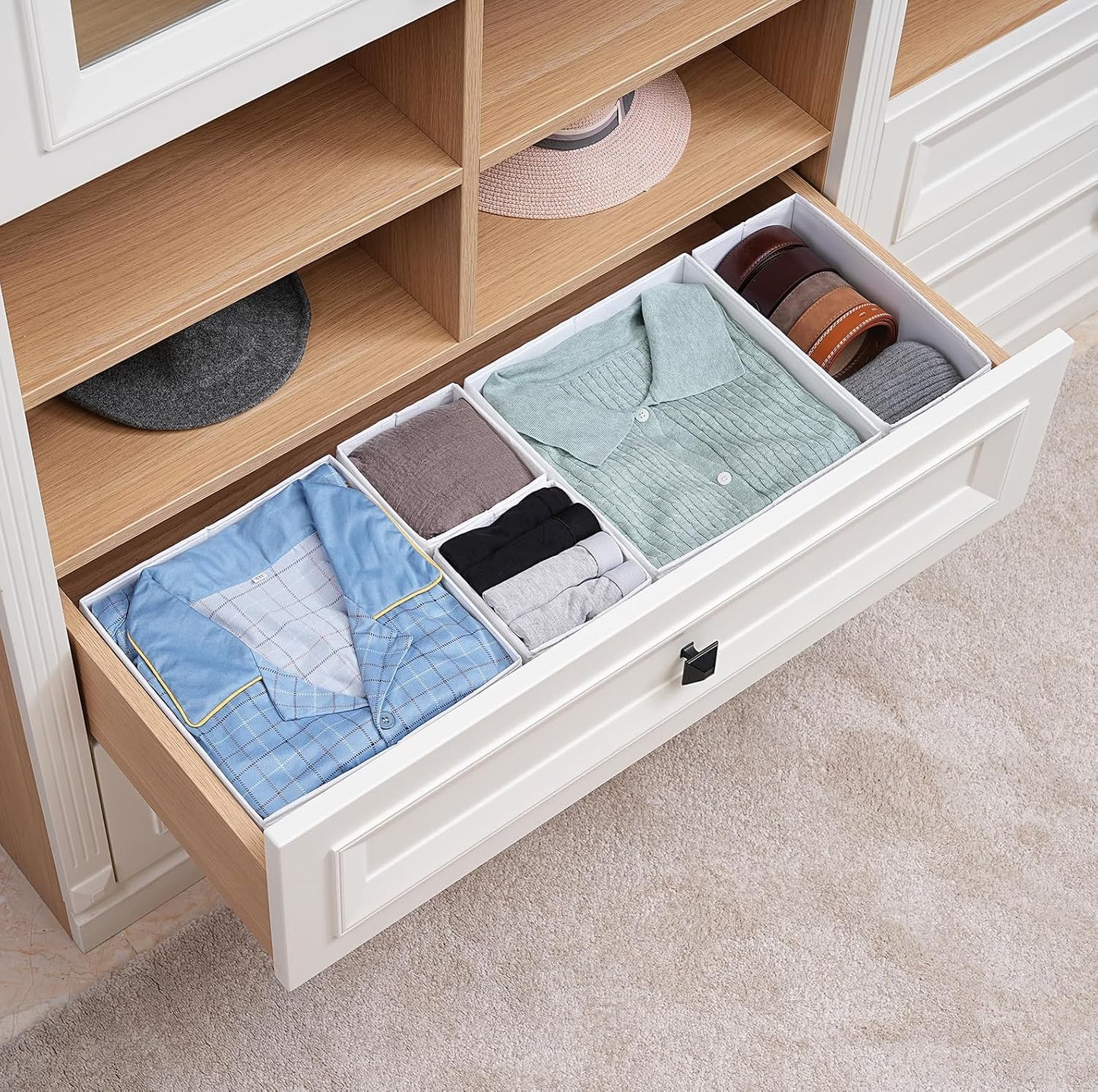 Set 12 cajas almacenamiento tela durable blanco