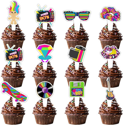 24 Pzas Decoración Cupcakes Estilo 70s 80s Fiesta Rock