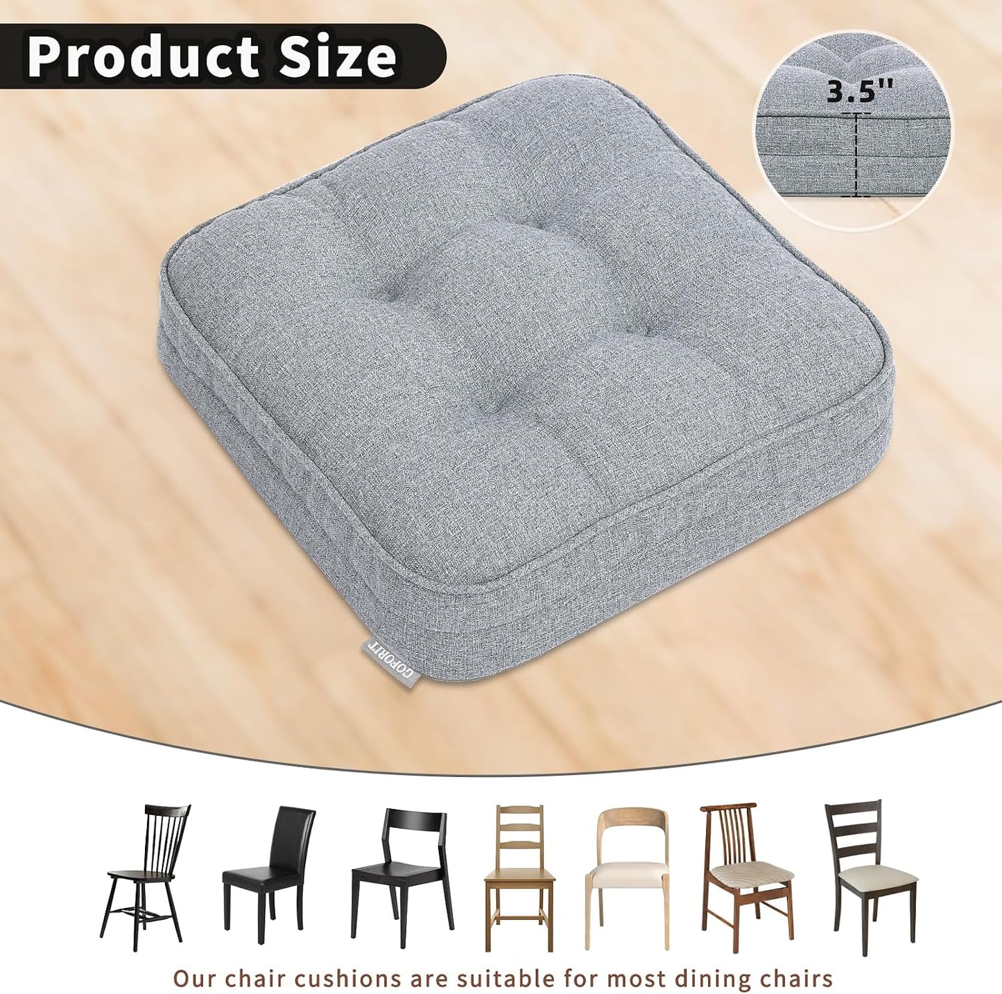 Cojín asiento visco 16x16pulg antiderrap funda extraible gris