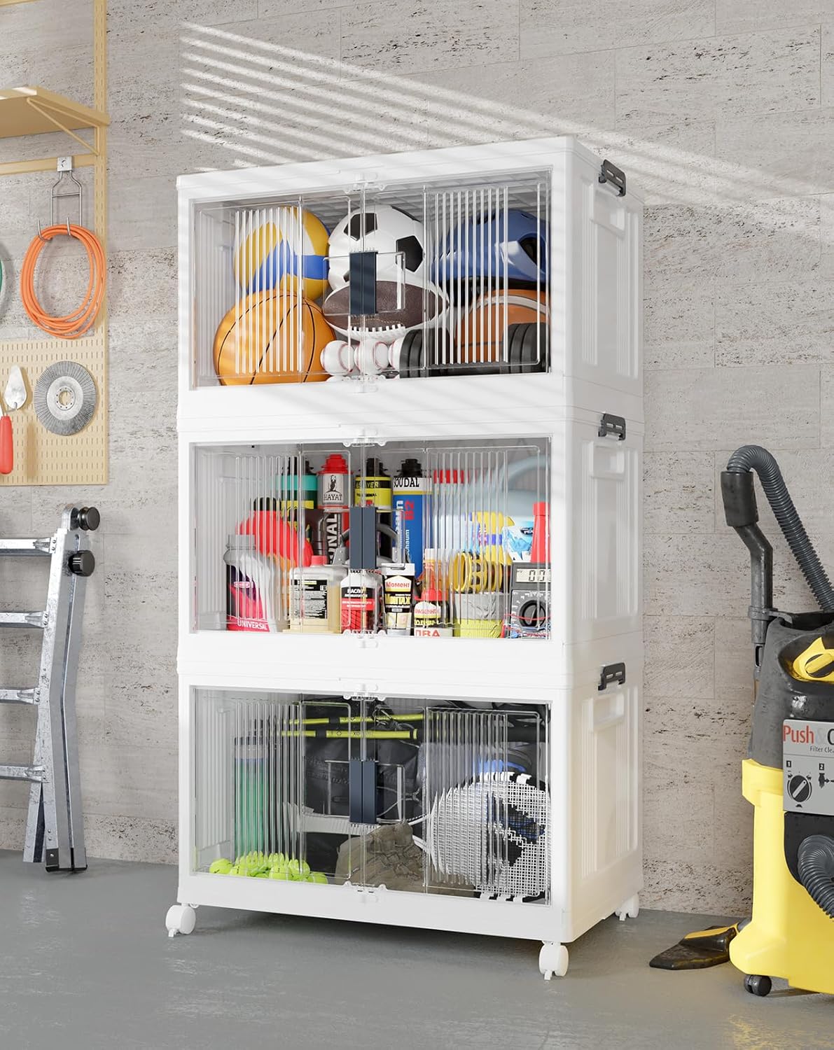 Contenedores apilables 97qt con tapas plegables set 3