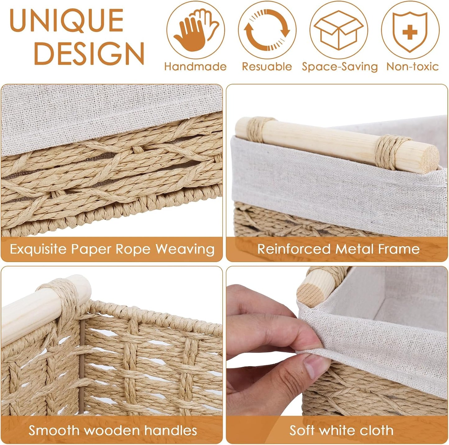 Cesta mimbre mango cuerda para papel higiénico baño