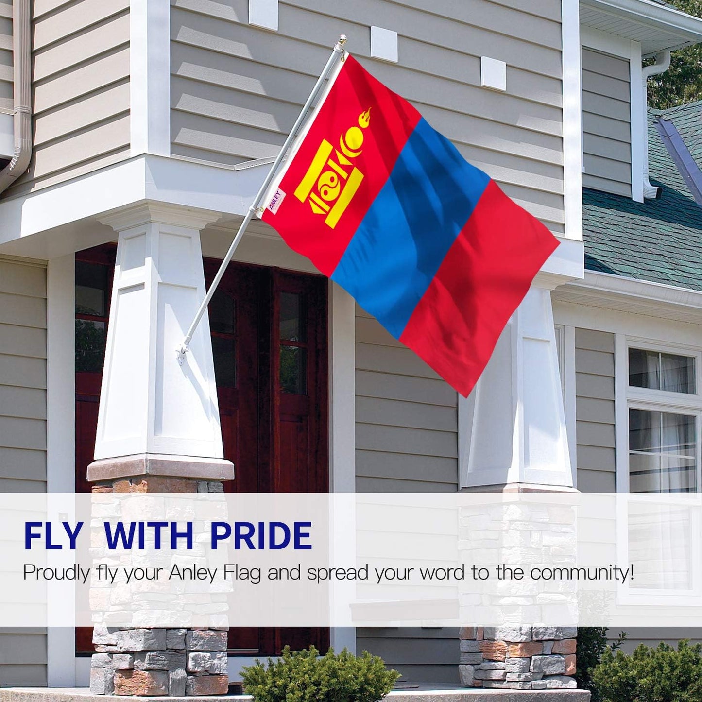 Bandera Mongolia 3x5ft poliéster cabecera lona doble costura