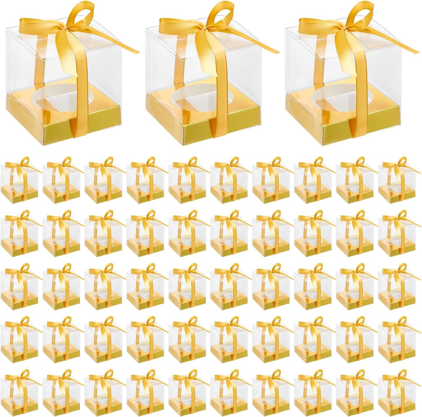 96 Pzas Cajas Cupcakes Transparentes con Cinta e Inserto