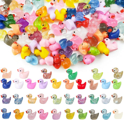 300 Mini Patos Resina 30 Colores Brillantes para Pecera y Jardín