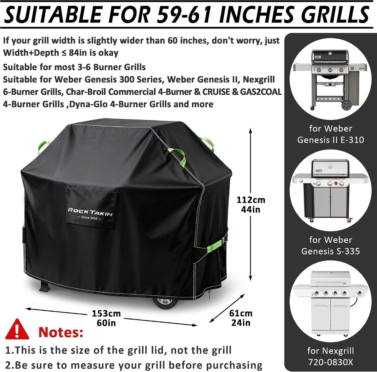 Cubierta parrilla gas 60pulg 3-6 quemadores impermeable UV