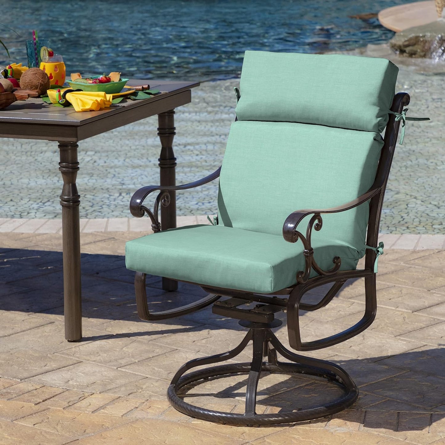 Cojín silla exterior 21x20pulg resistente lluvia aguamarina