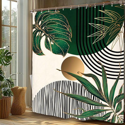 Cortinas ducha abstractas 60x71pulg poliéster verde