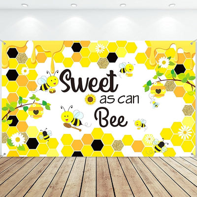 Cartel fiesta abeja poliéster amarillo 73x43pulg pancarta cuerda