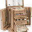 Caja joyas madera rústica con espejo 4 niveles marrón