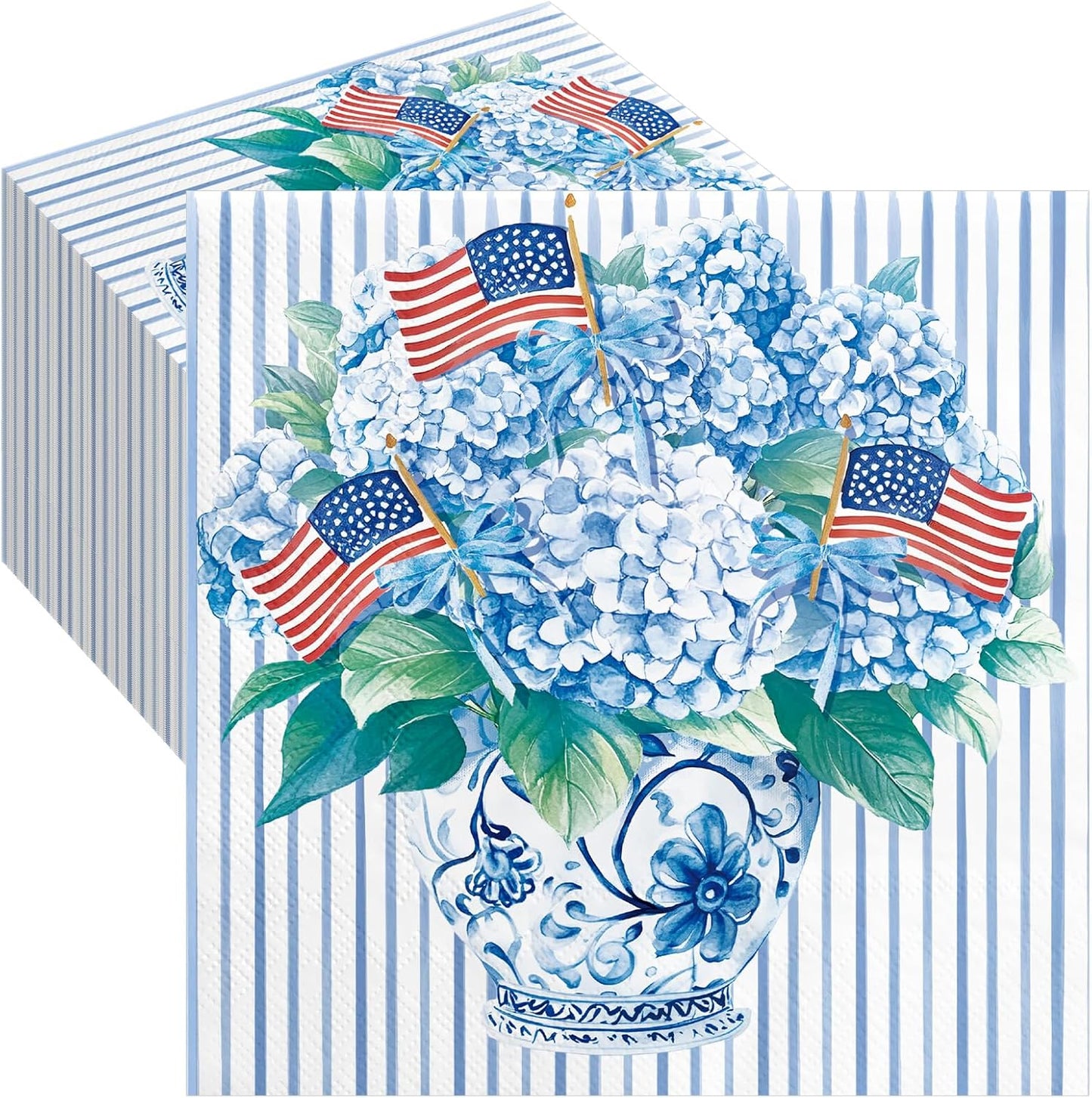 Servilletas cóctel florales patrióticas 5x5 pulg 80 pzas