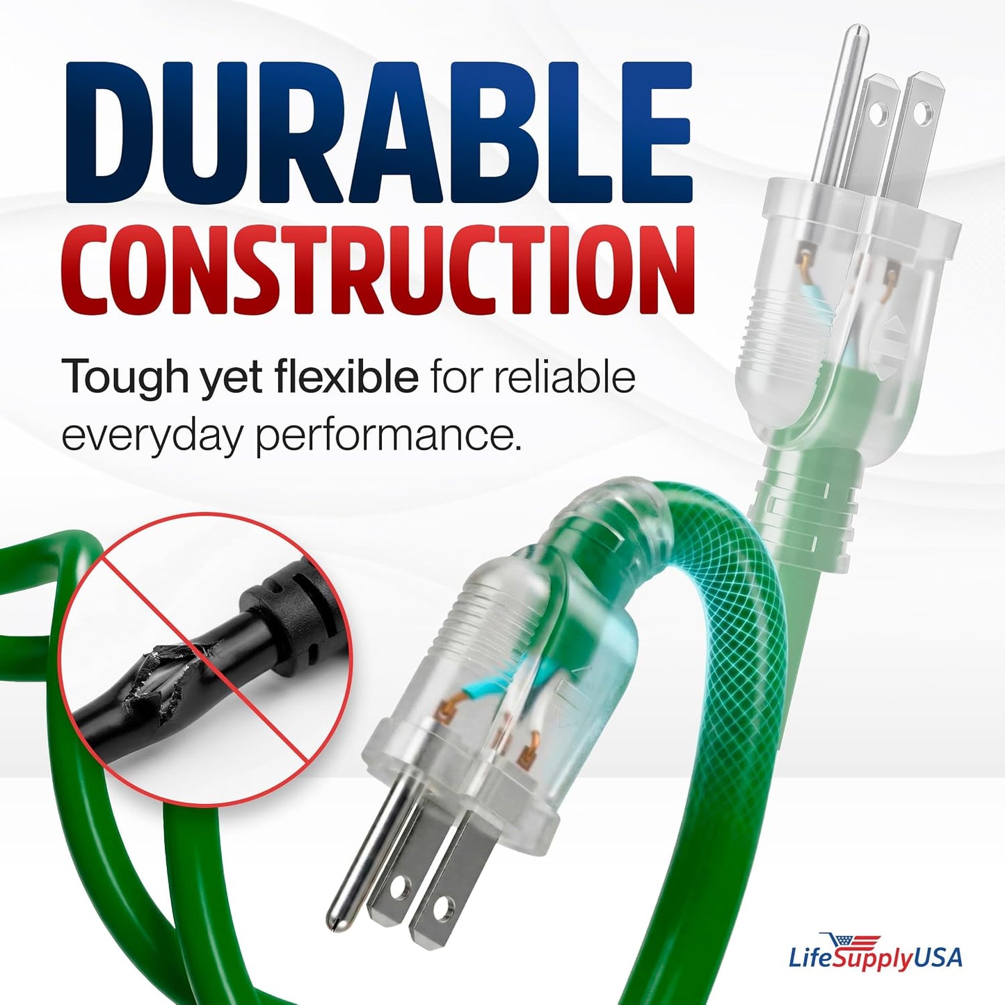 Cable extensión 50ft 10/3 SJTW impermeable 15A