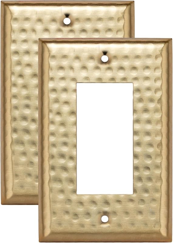 Placa interruptor basculante 1 banda metal martillado dorado