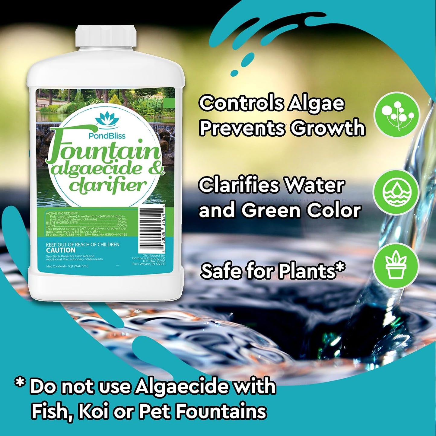 Algicida para fuentes claras 8oz