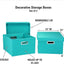 Cajas tela con tapas asas color aguamarina