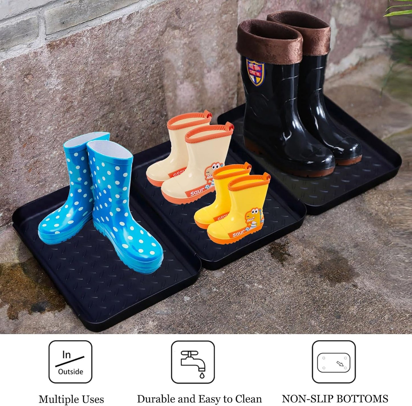 Bandeja botas plástico antiderrap 13.7x10.8" set 3