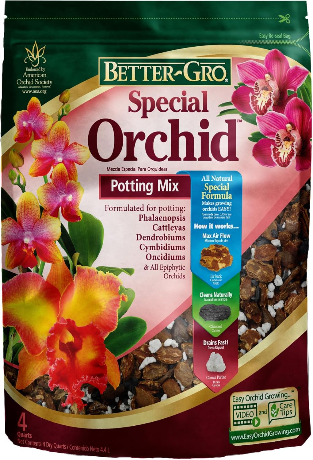 Mezcla orquídeas para macetas drenaje mejorado