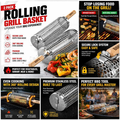 Cesta parrilla acero inox 2 pzas para verduras pescado y carne
