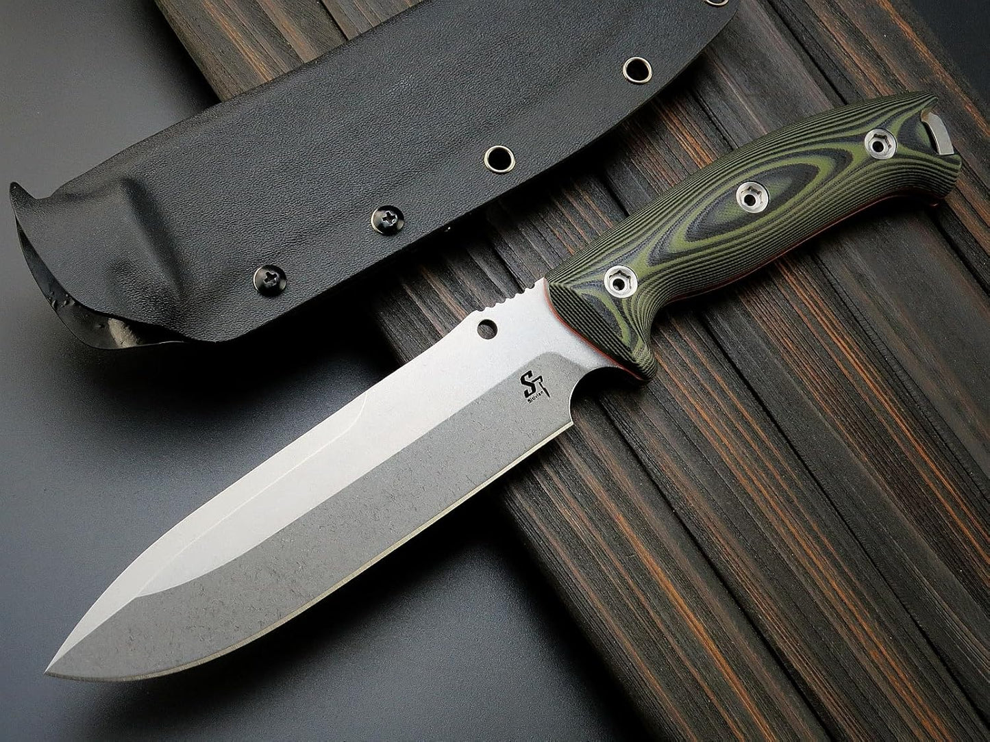Cuchillo fijo dc53 acero piedra doble g10 mango color plata