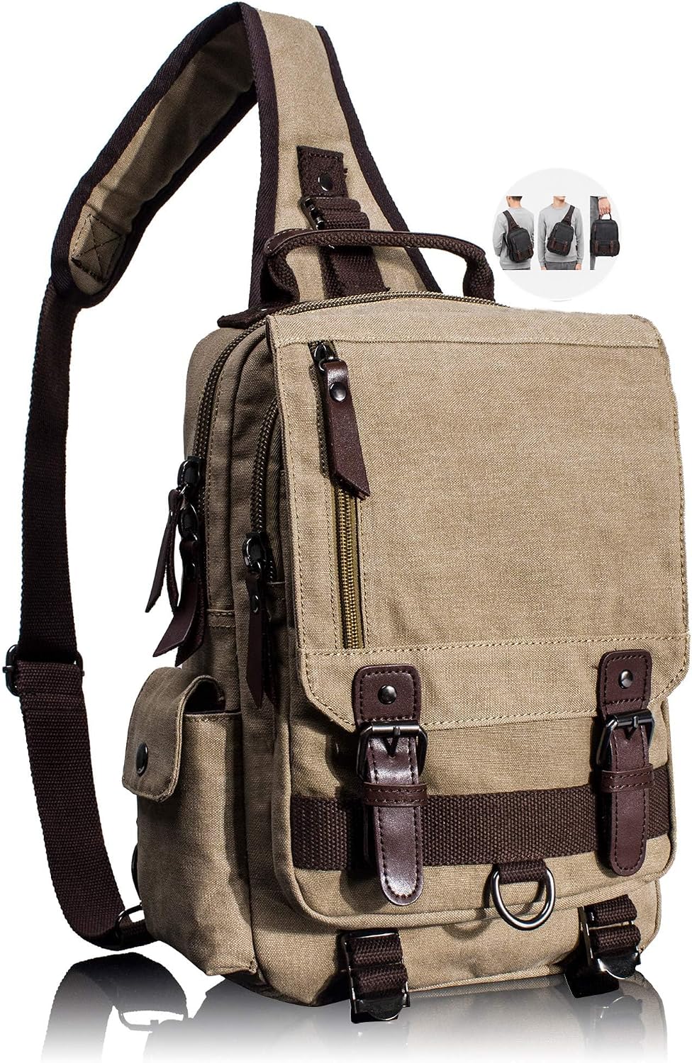 Bolso bandolera retro de lona asa cruzada hombre mujer