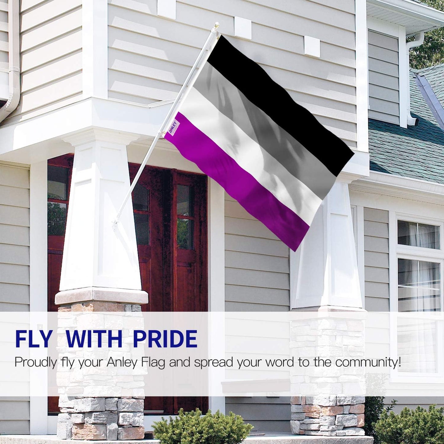 Bandera orgullo asexual 3x5ft lona doble costura ojales latón