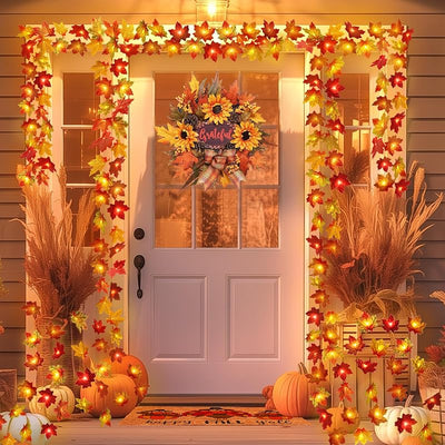 Guirnalda luces hojas otoño 20ft 40LED con pilas