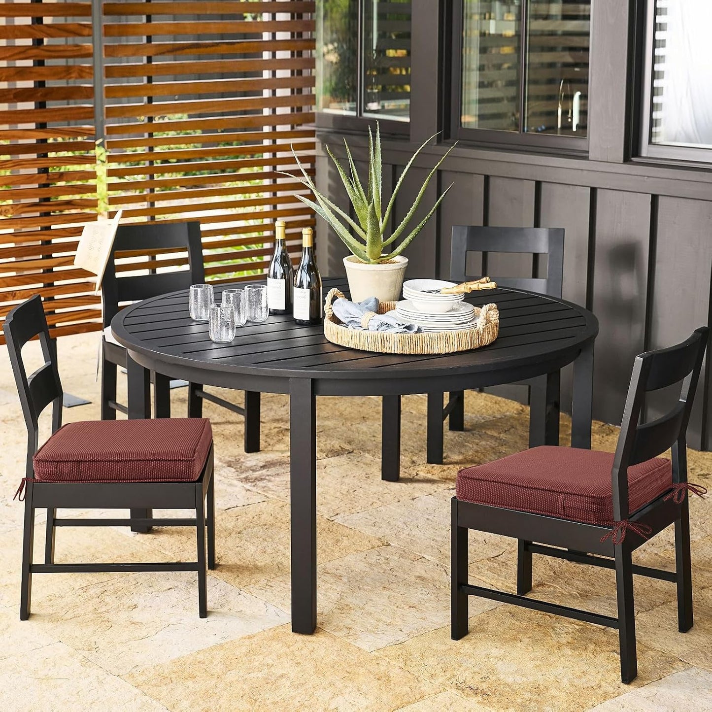 Cojín asiento cuadrado exterior 18.5x16" set 4