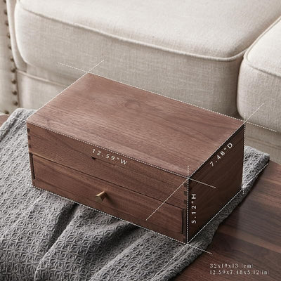 Caja joyería madera nogal negro doble capa