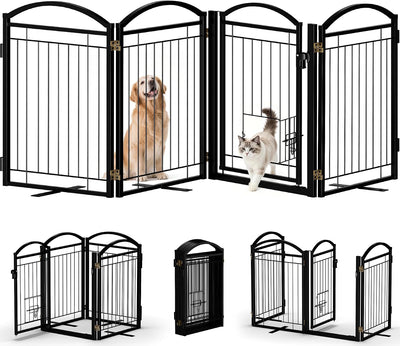 Puerta metal plegable para perros gatos 30pulg alta 80pulg ancha