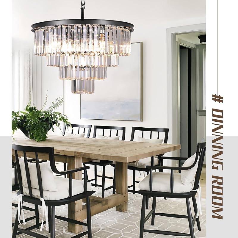 9 Lámparas de Cristal Colgantes 4 Niveles para Comedor