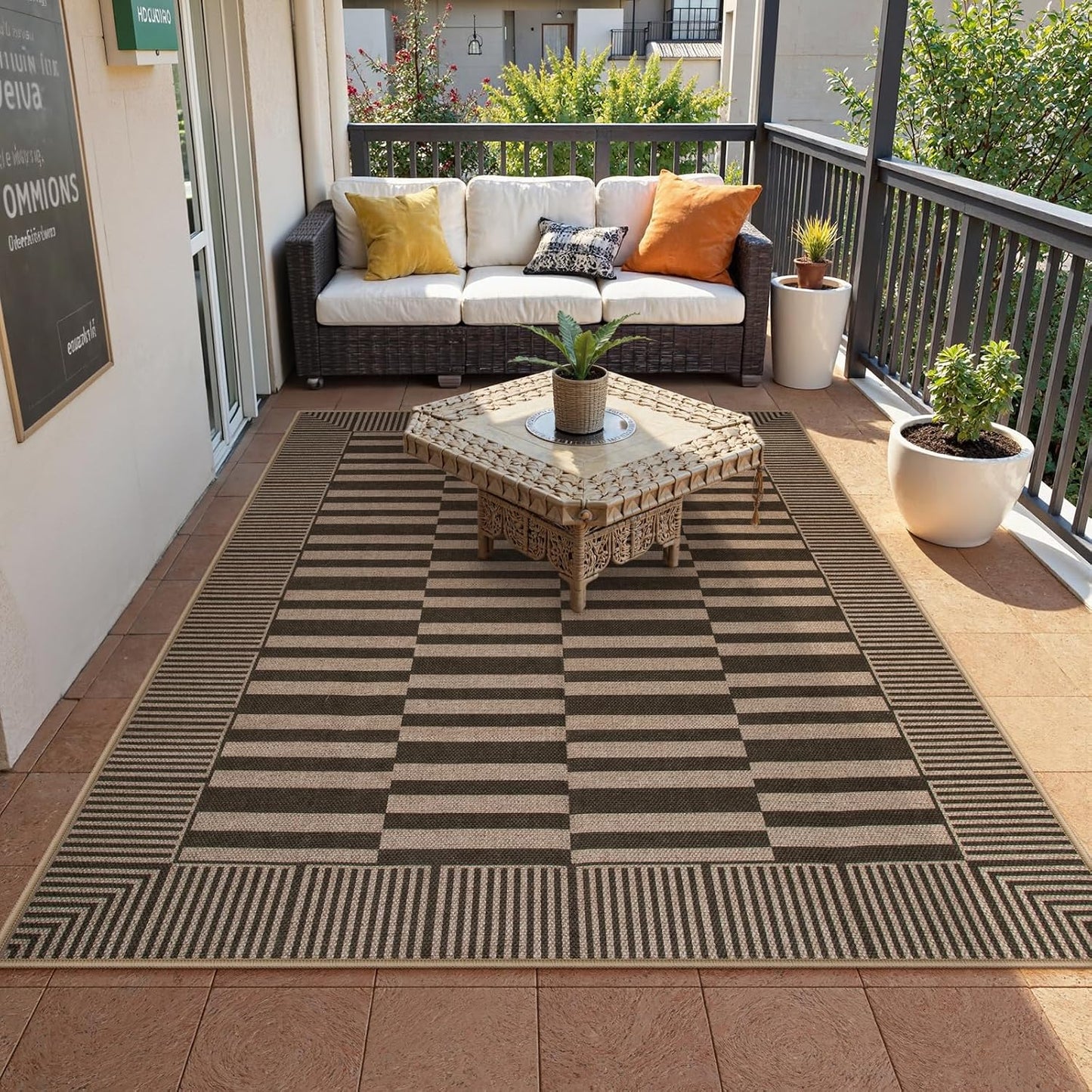 Alfombra yute rayas 5x7ft antiderrap interiores
