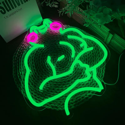 Letrero neón rana fitness LED 11.8x13pulg USB sala gimnasio