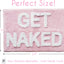 Alfombra baño texto Get Naked antiderrap rosa claro
