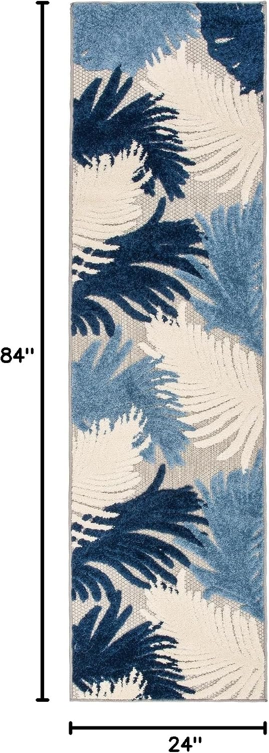 Tapete pasillo flores 2x7ft azul marino