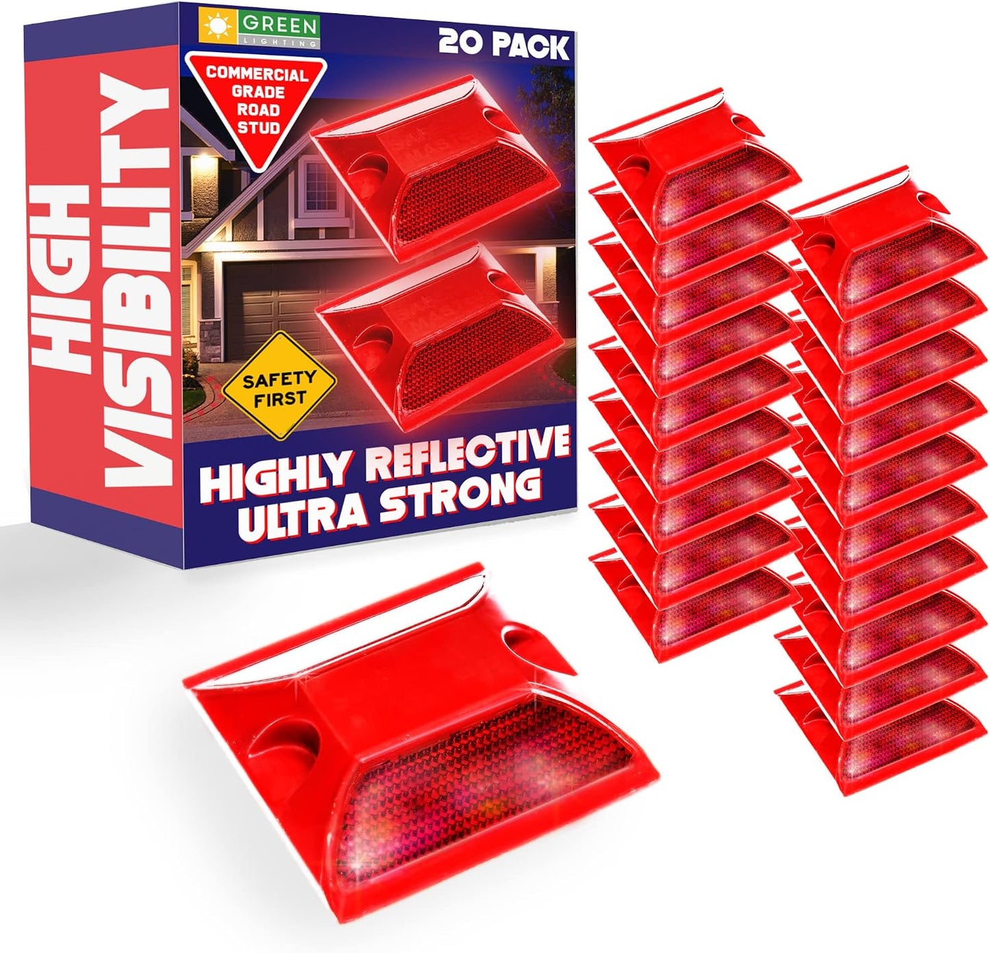 20 Marcadores Reflectantes Pavimento Rojo