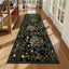 Alfombra pasillo lavable diseño floral 2x8ft negro