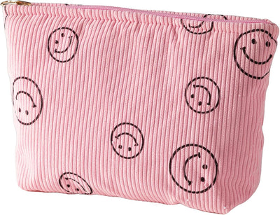 Bolsa cosméticos mujer pana con puntos sonrientes
