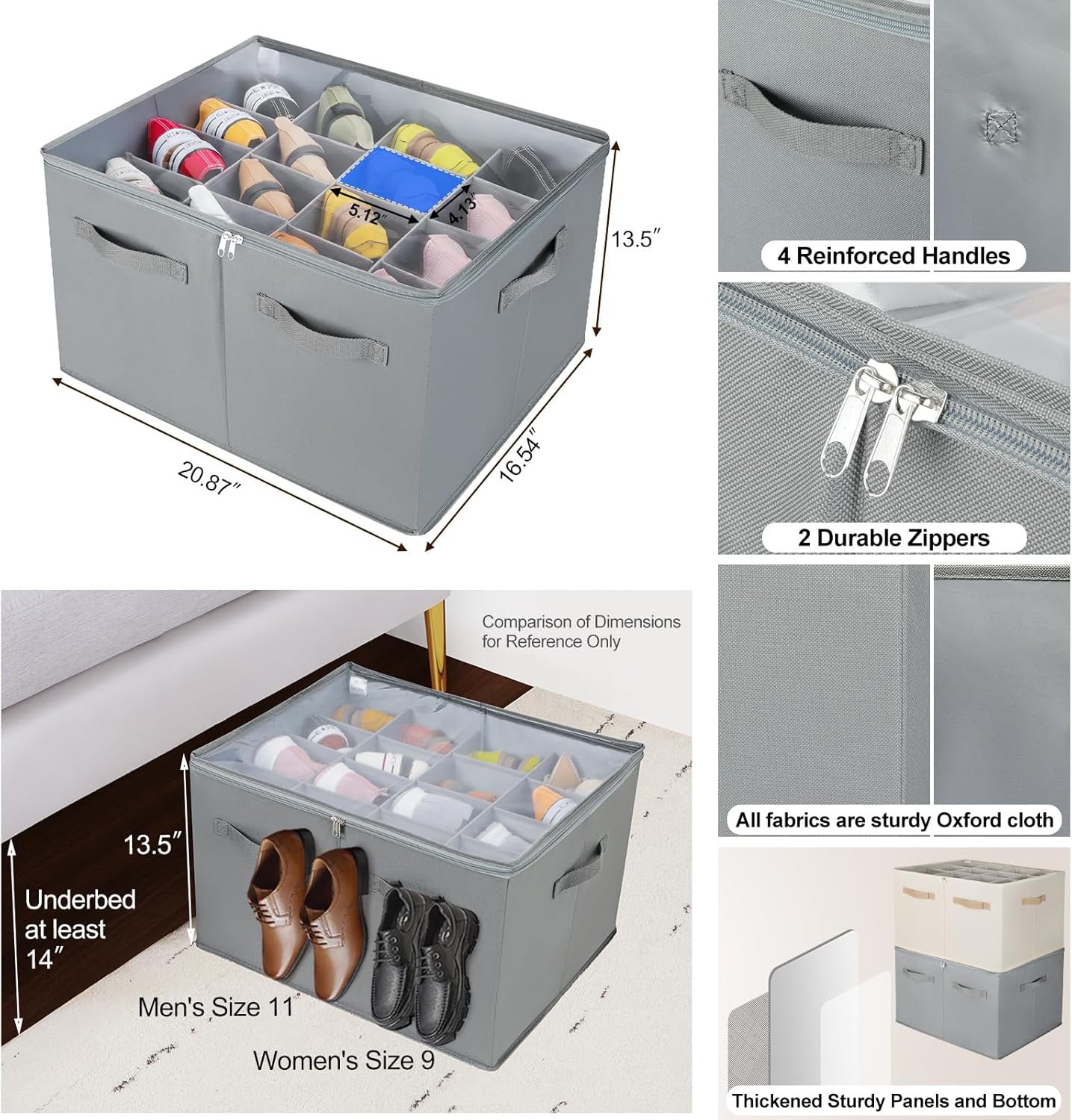 Organiz. zapatos plegable con cubierta transparente