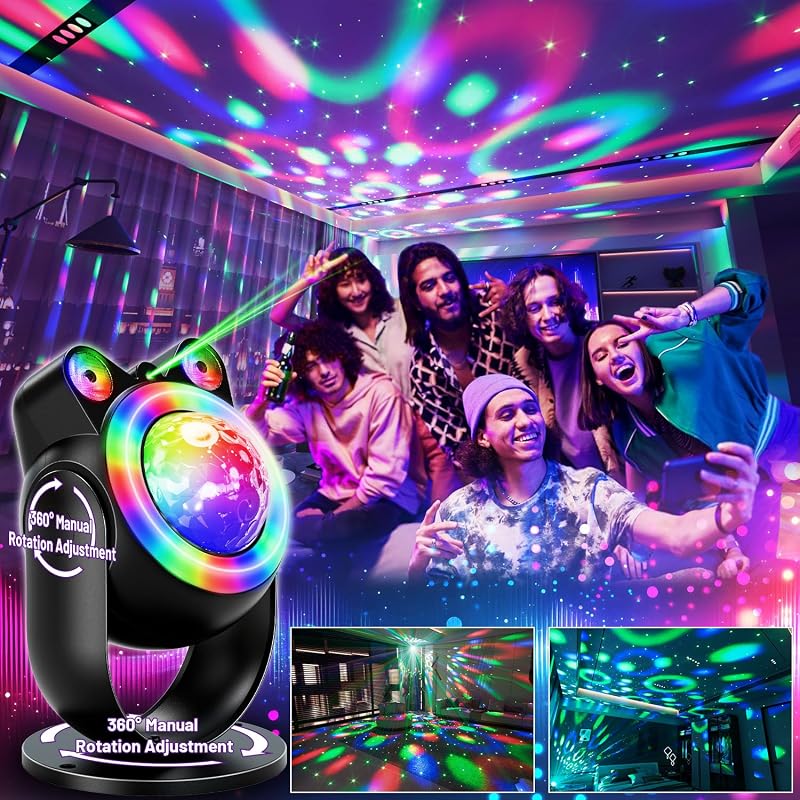 Luces fiesta activadas sonido proyector estrellas LED galaxia