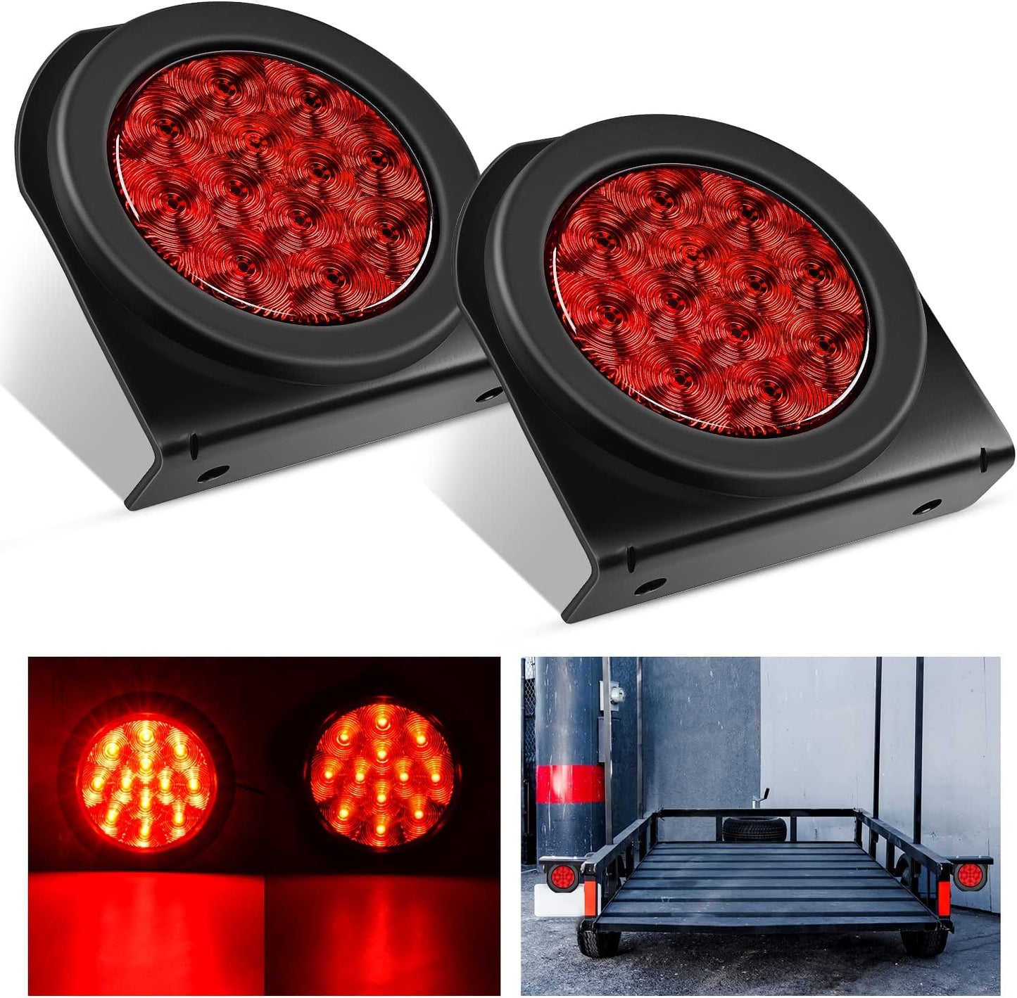 Luces traseras redondas 4pulg RV camión impermeables rojas