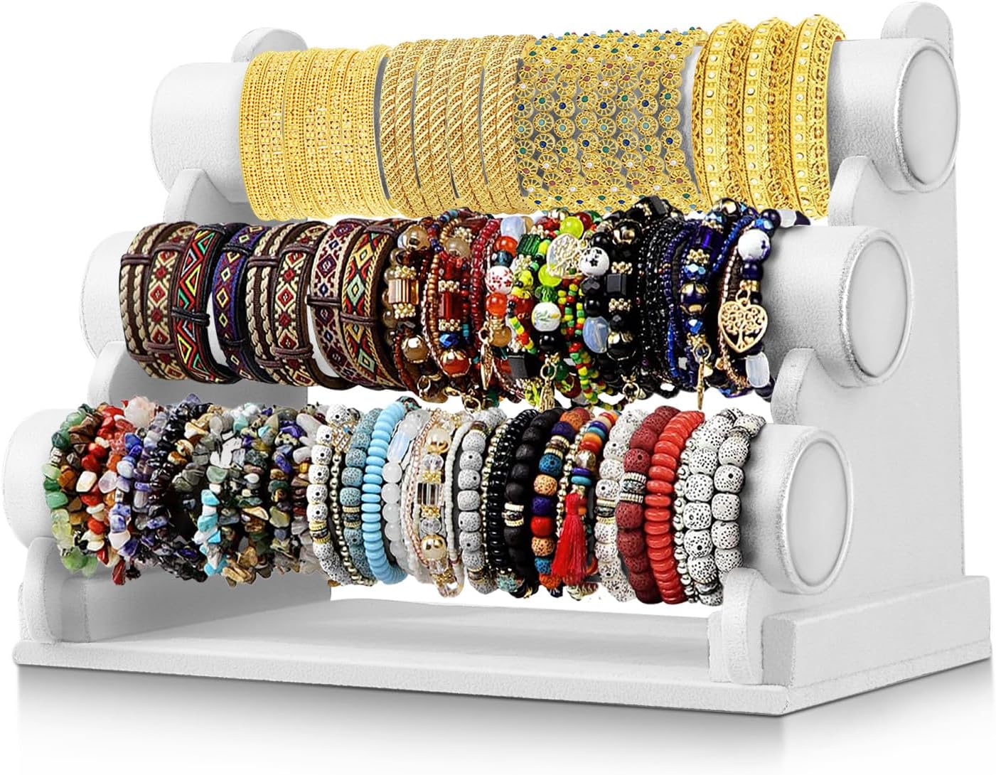 Soporte terciopelo 3 niveles para joyas y llaves