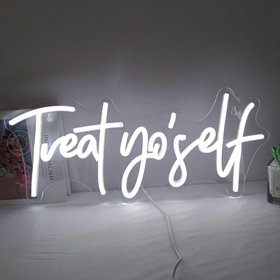 Letrero LED neon 'treat yourself' hogar 16.54x7.1pulg