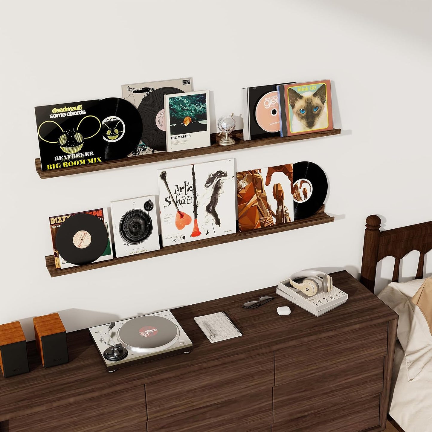 Estantes flotantes 48" para pared de nogal rústico