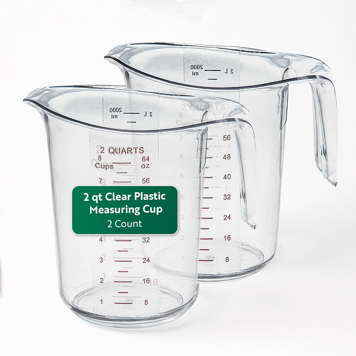 Vaso medidor plástico 2qt pack 2 unidades métricas e imperiales