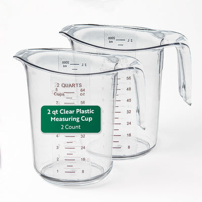 Vaso medidor plástico 2qt pack 2 unidades métricas e imperiales
