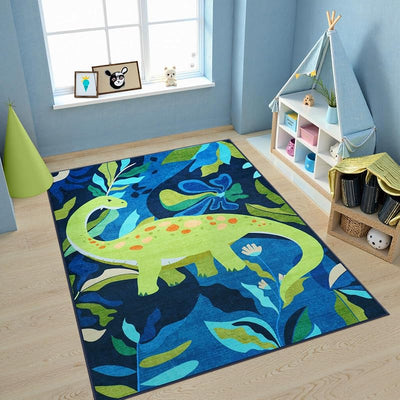 Alfombra dinosaurio antiderrap para niños lavable 5x7ft