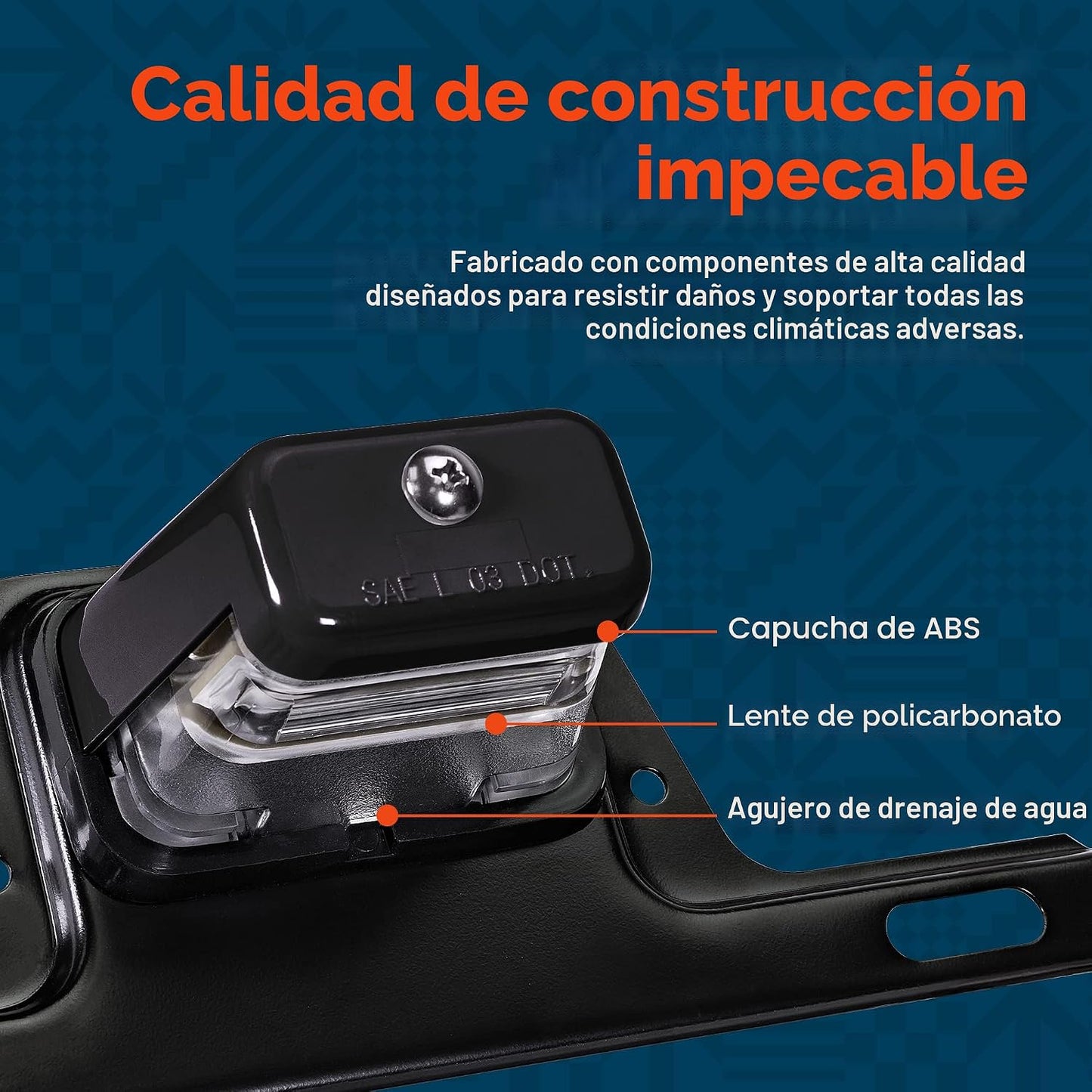Luz LED negra soporte placa matrícula barco acero
