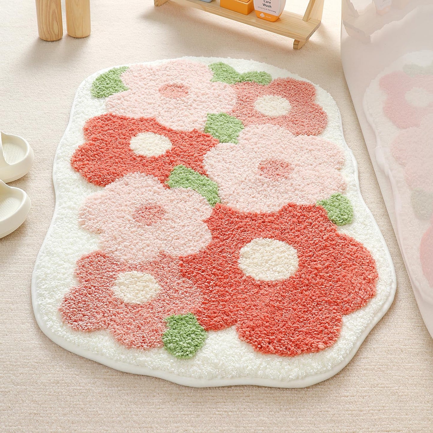 Tapete baño microfibra antiderrap 20x31" flores