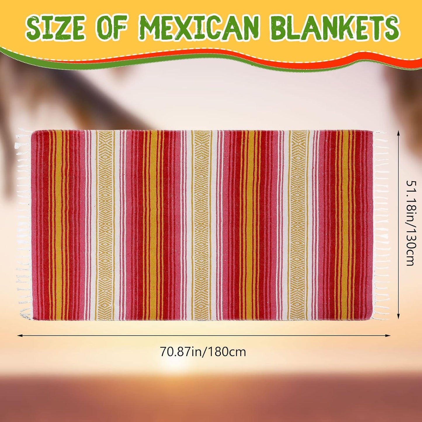 16 Mantes Mexicanas Sarape Rayas Coloridas 51x71pulg