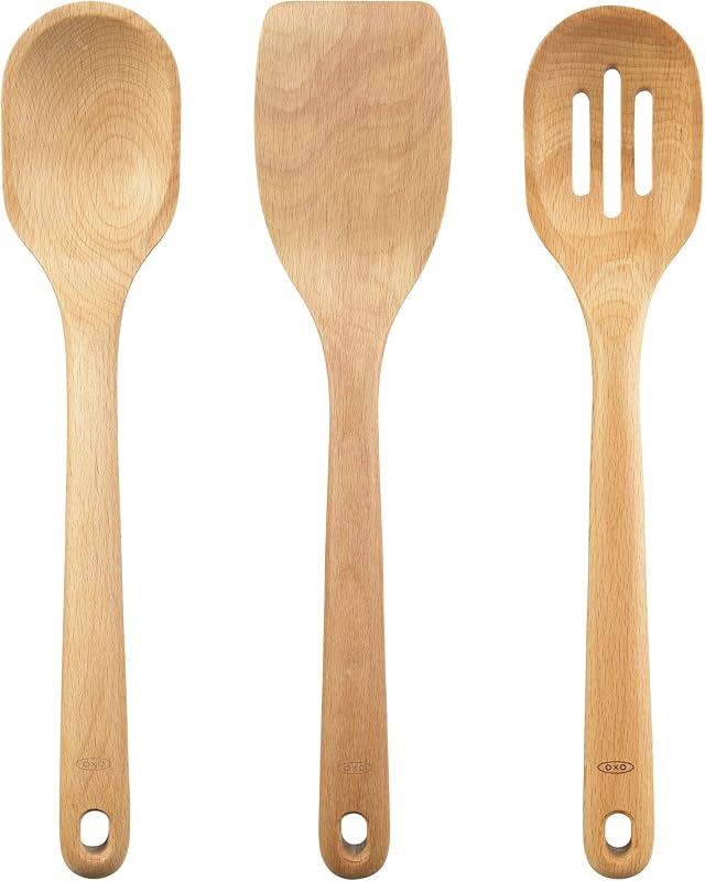 Set 3 Pzas Utensilios Madera y Espátula Silicona