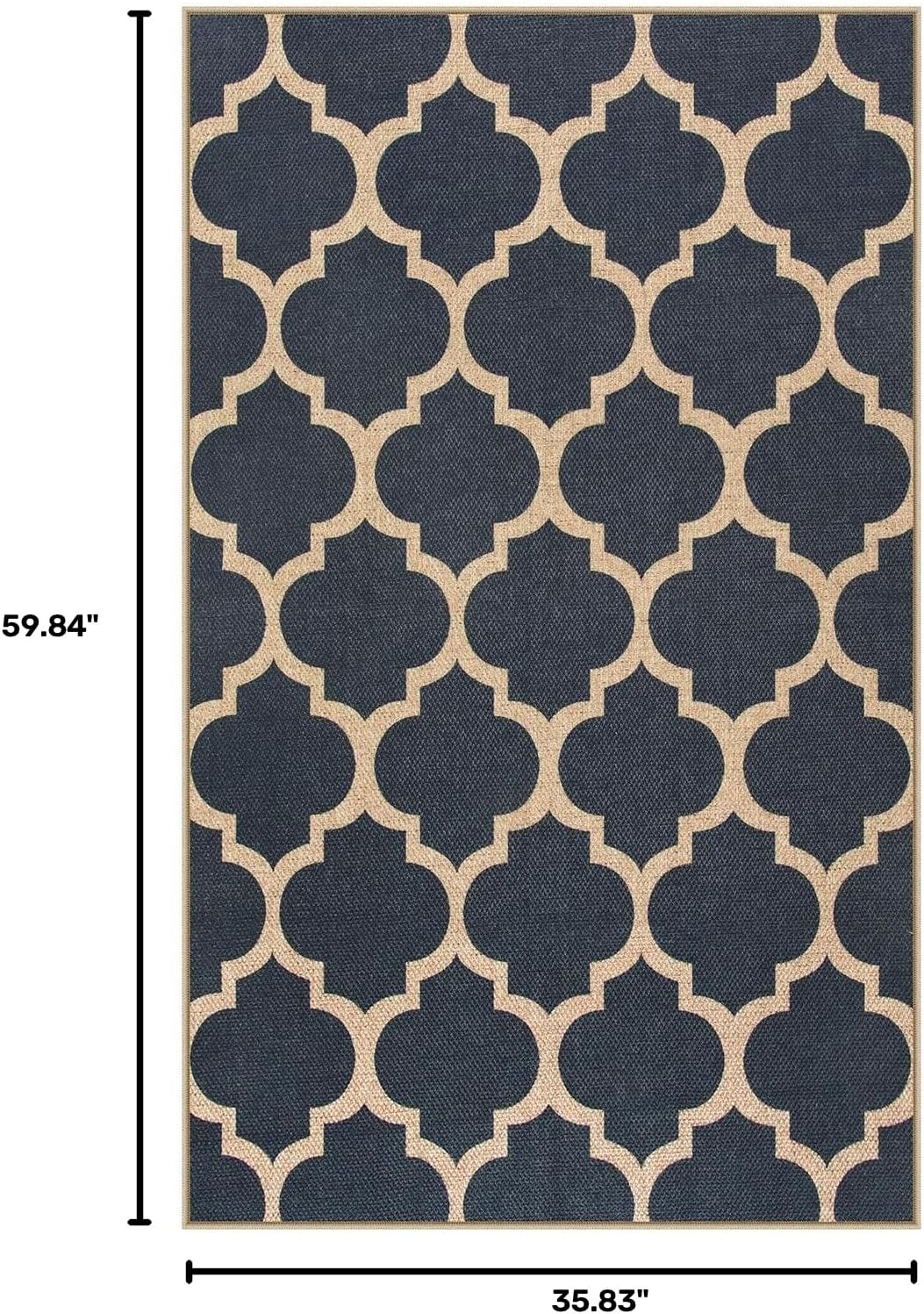 Alfombra marroquí yute azul antiderrap 3x5" entrada